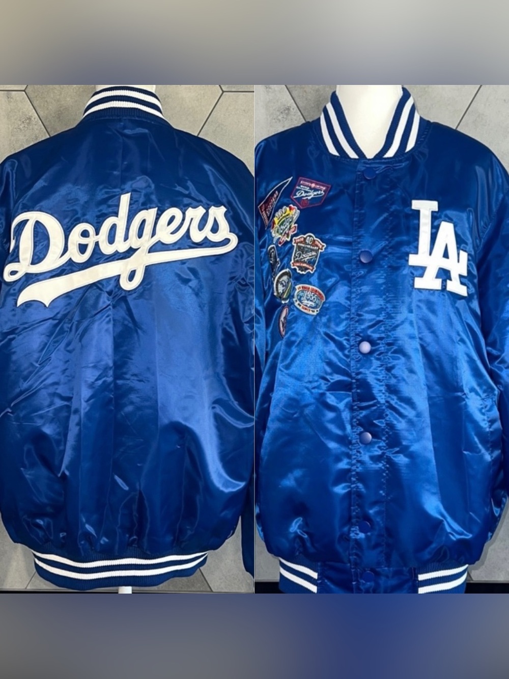 Starter Royal Los Angeles Dodgers Patch Full-Snap Jacket World Series Champions